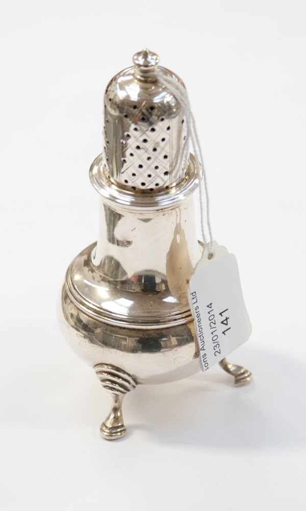 A rare Edward VIII silver castor, Lee and Son Ltd, London 1936, of typical form the bulbous body