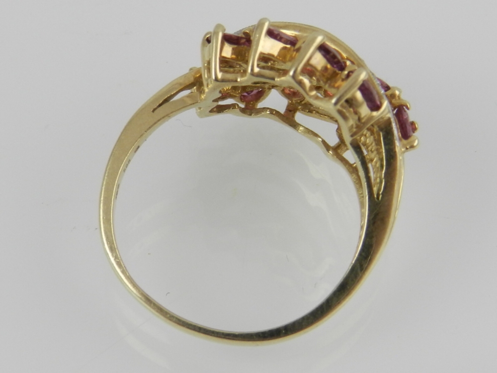 A 14ct yellow gold amethyst and diamond set dress ring. - Image 2 of 2