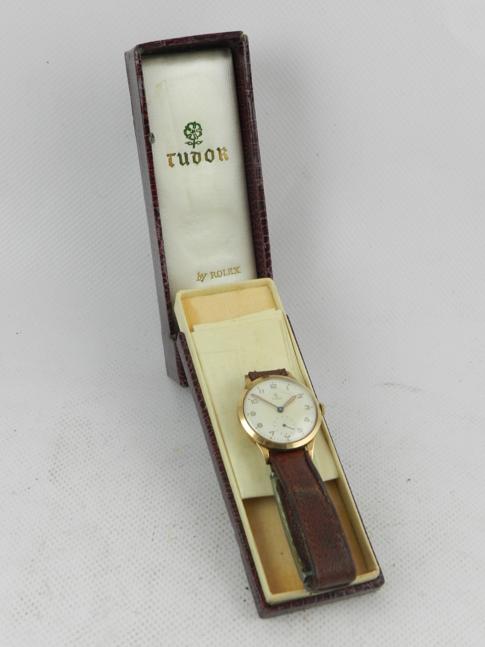 Tudor-Rolex, Geneva. A 1950's 9ct yellow gold gentleman's wristwatch, having a Rolex tonneou case, - Image 3 of 3