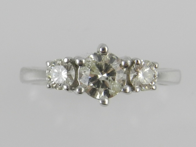 An 18ct white gold five stone diamond ring, the brilliant cut stones of approximately 2cts combined.