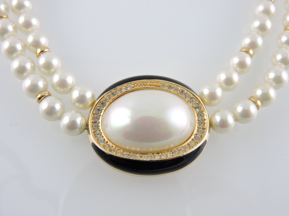 A Christian Dior simulated pearl two strand necklace. - Image 2 of 2