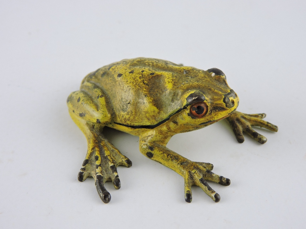 Bergman & Sons, Austria, a cold painted bronze toad, L. 4.5cm. - Image 2 of 4