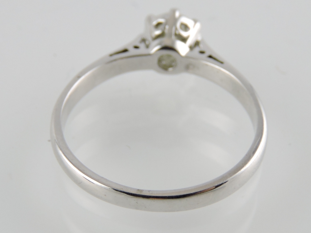 A diamond solitaire ring, the claw set stone approx. 0.5ct in 18ct white gold band. - Image 2 of 2