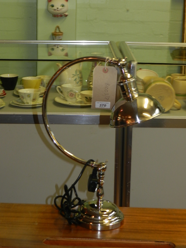 A 19th century style silver plated desk lamp. H.45cm