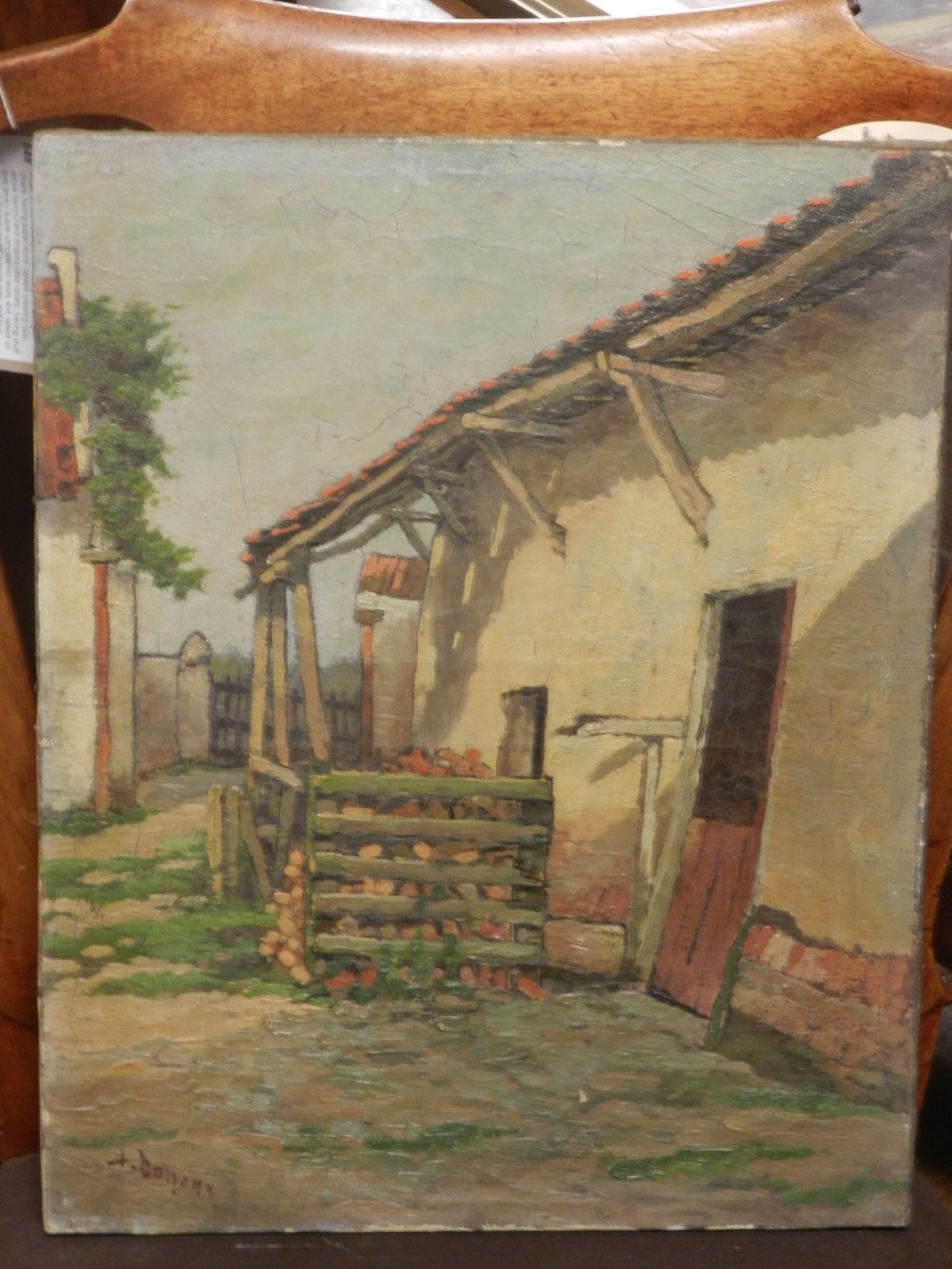 Early 20th century French School, study of a Continental farmyard, signed lower left 'A.Doneux', oil