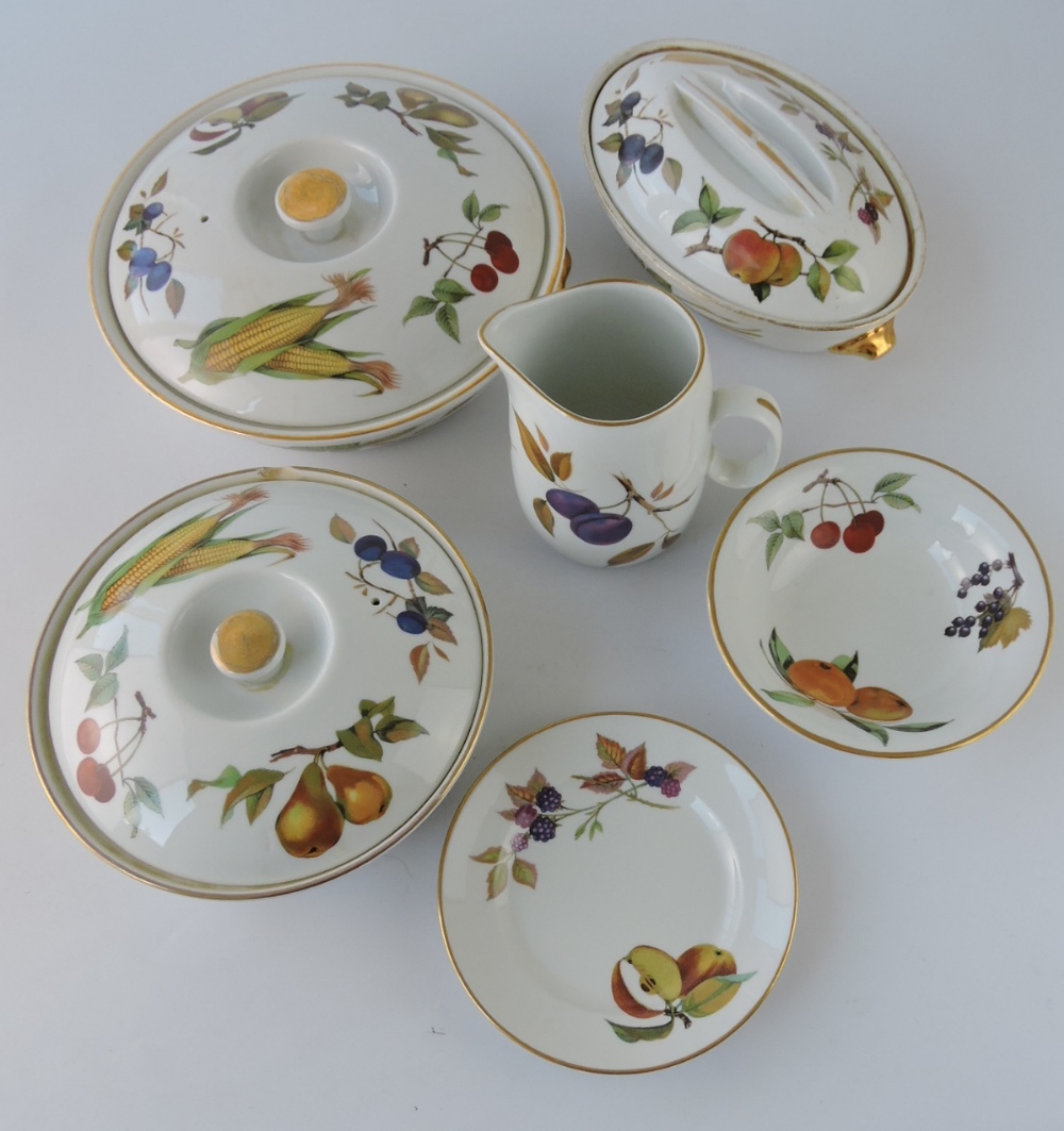 A Royal Worcester 'Evesham' pattern oven-to-tableware service, ten place settings, comprising