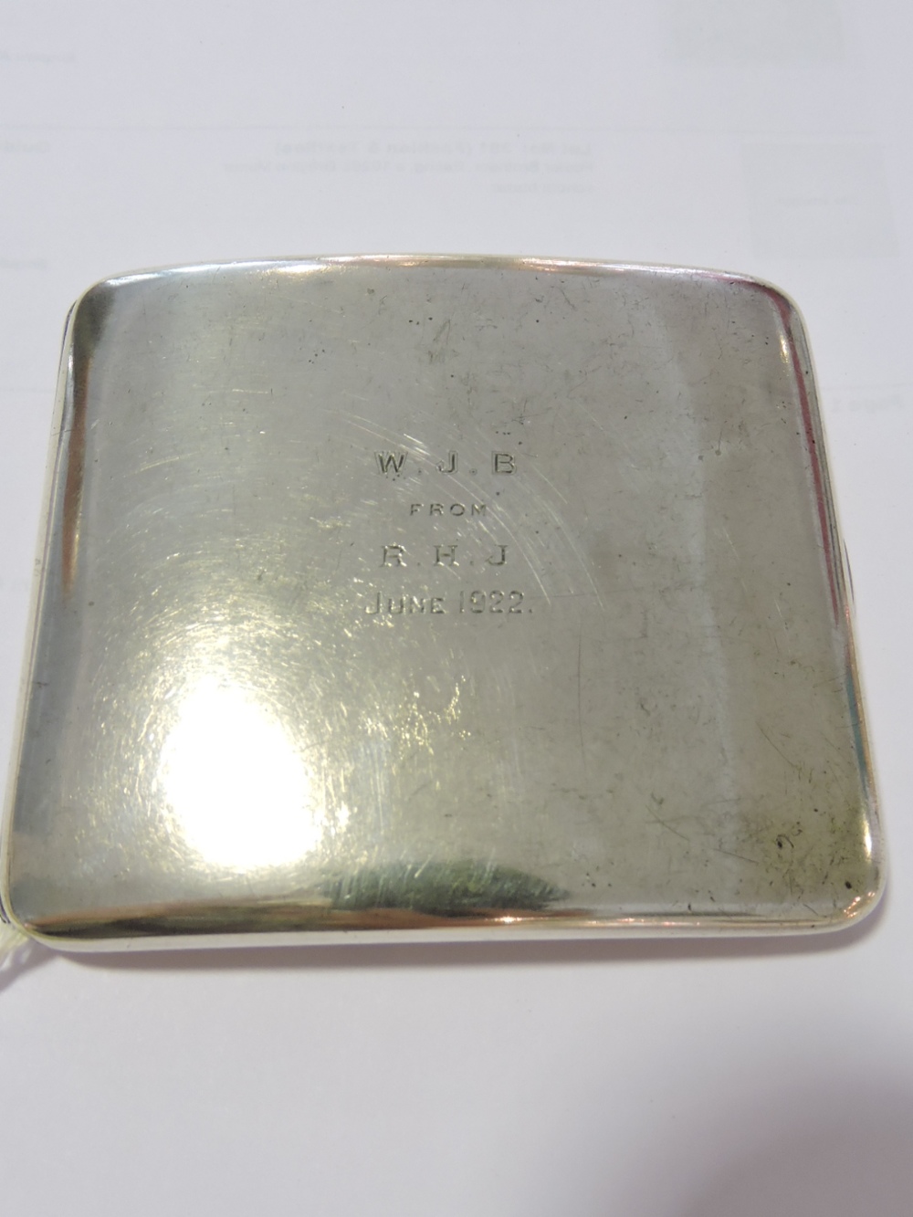 A George V silver cigarette case by Asprey & Co. engraved with initials, Chester 1918, 5.2oz.