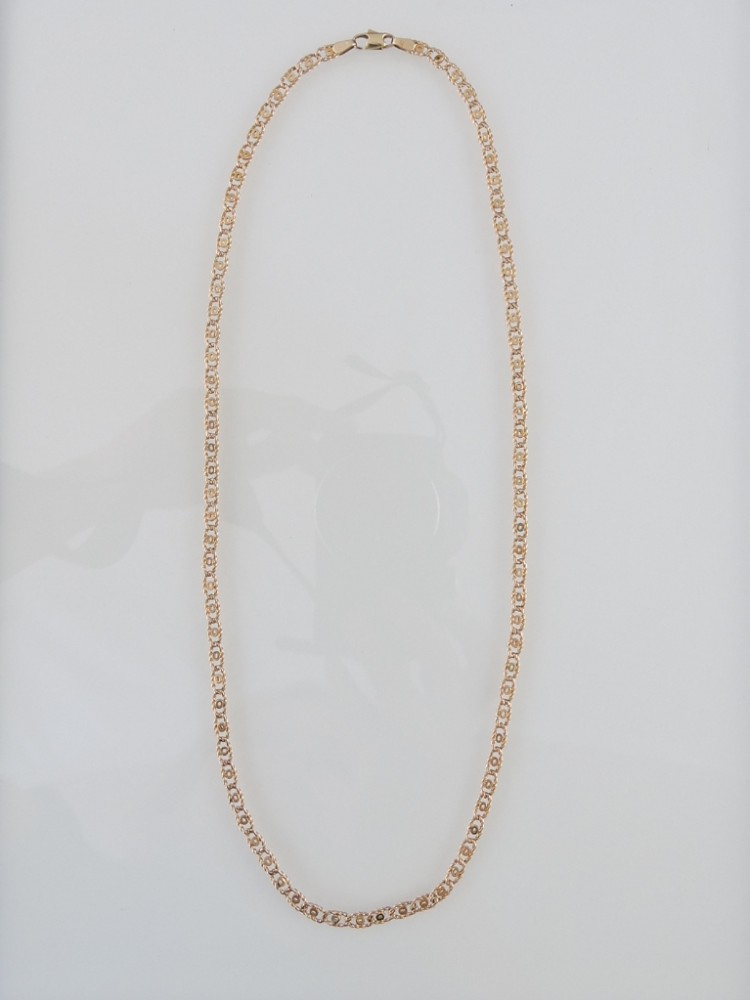 A fancy link long chain, stamped 375, 11g, L. 50cm.