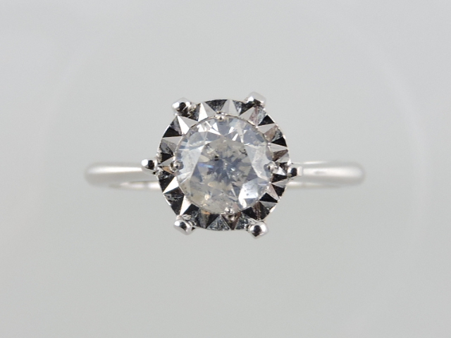 A diamond solitaire ring, in 18ct white gold high claw setting, 0.64ct.