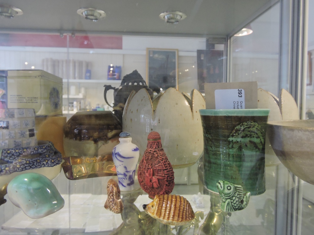 Quantity of assorted ceramics and glassware including a Sylvac dish, studio pottery bowls, Chinese