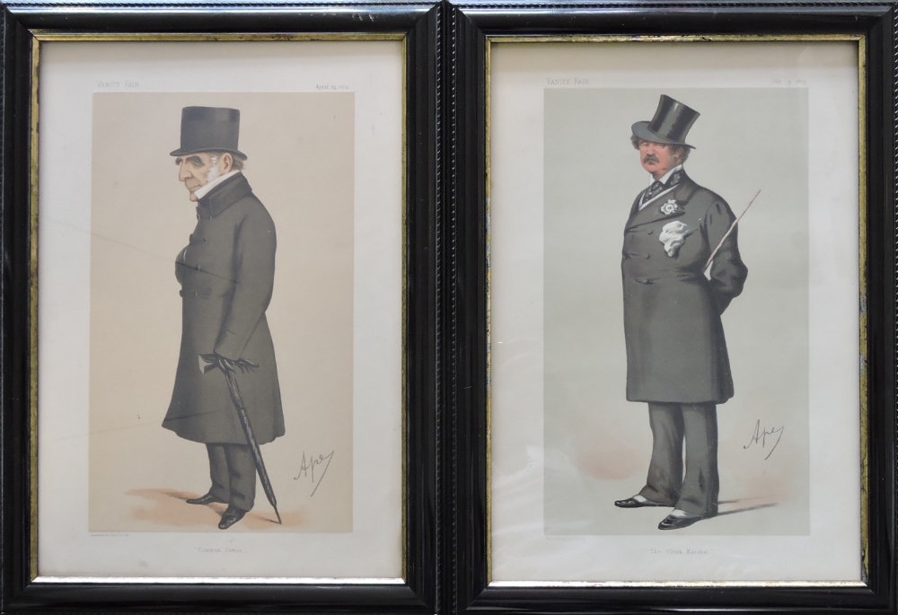 Two framed Vanity Fair spy prints, Abraham Haywood & Lord Alfred henrey Paget 30 x 18 cm