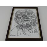 In the Style of Peter Howson, (b. 1958), Disinterested Man, felt pen and wash, signed and dated '