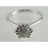 An 18ct white gold solitaire diamond ring, the claw set brilliant cut stone 0.38ct, colour G/H,