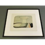 20th Century Russian abstract of tent and lake in landscape amidst a storm, watercolour on