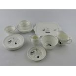 Rare Foley porcelain Mayfair series 16 piece part tea service designed by Milner Gray, comprising