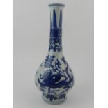 A Chinese blue and white pear shaped vas