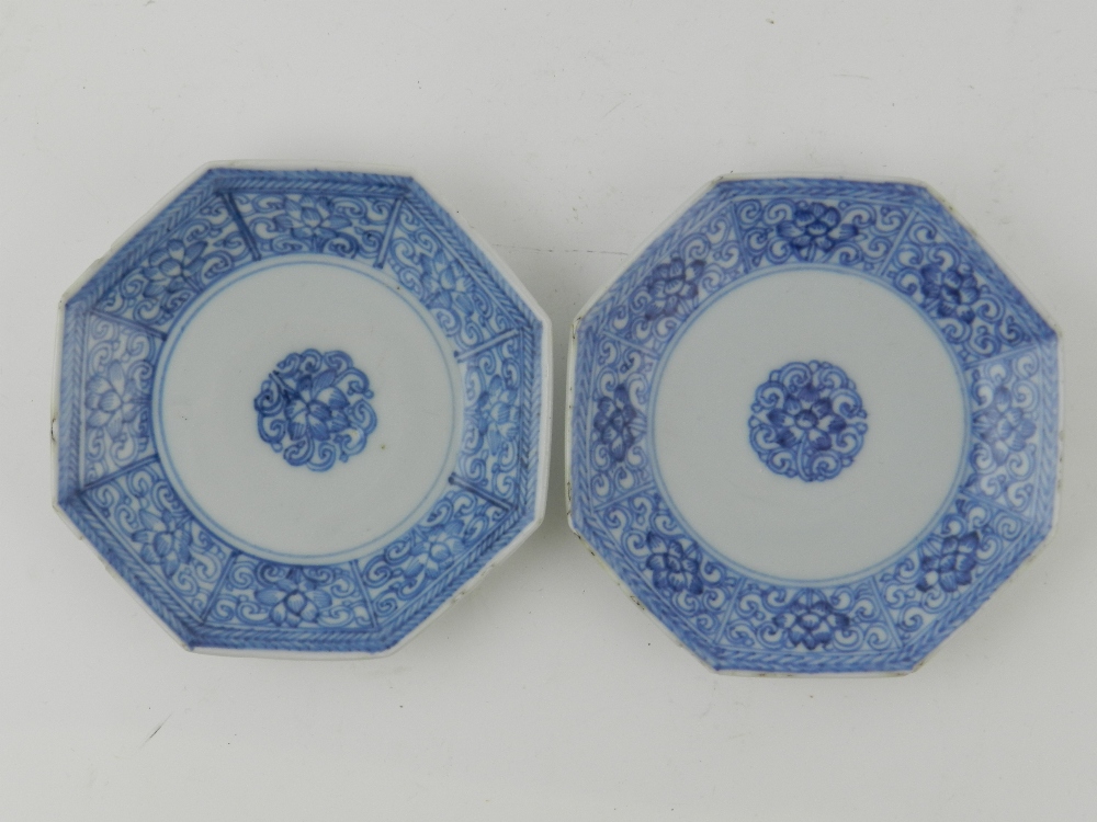 A pair of Chinese blue and white octagon