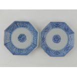 A pair of Chinese blue and white octagon