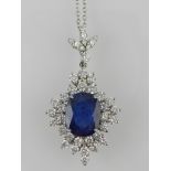 A fine 18 carat white gold, sapphire and