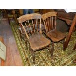 Three beech wood and elm kitchen chairs,