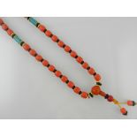 A red coral and turquoise Tibetan style