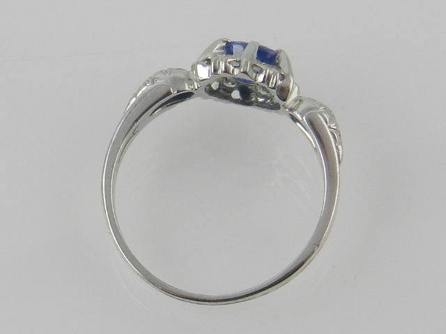 A white metal, diamond and sapphire clus - Image 2 of 2