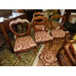 A set of four Victorian walnut balloon b