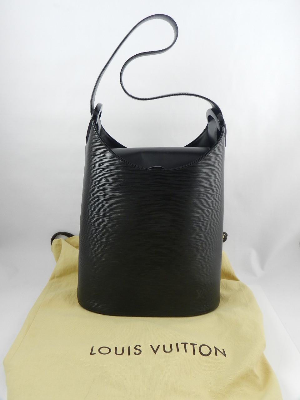 Louis Vuitton, Paris. A black epi leather 'Stockton Noir' bucket bag, with shoulder strap,