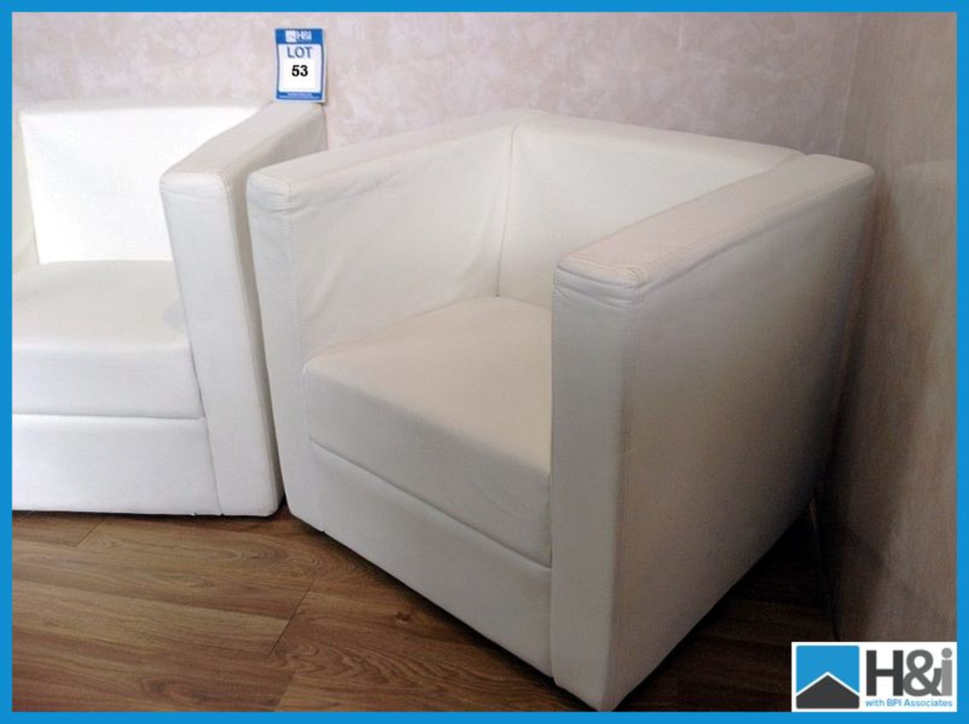 Ultra Modern White leather cube chair pair - L15 Appraisal: Good Serial No: NA Location: Identihire, - Image 2 of 2