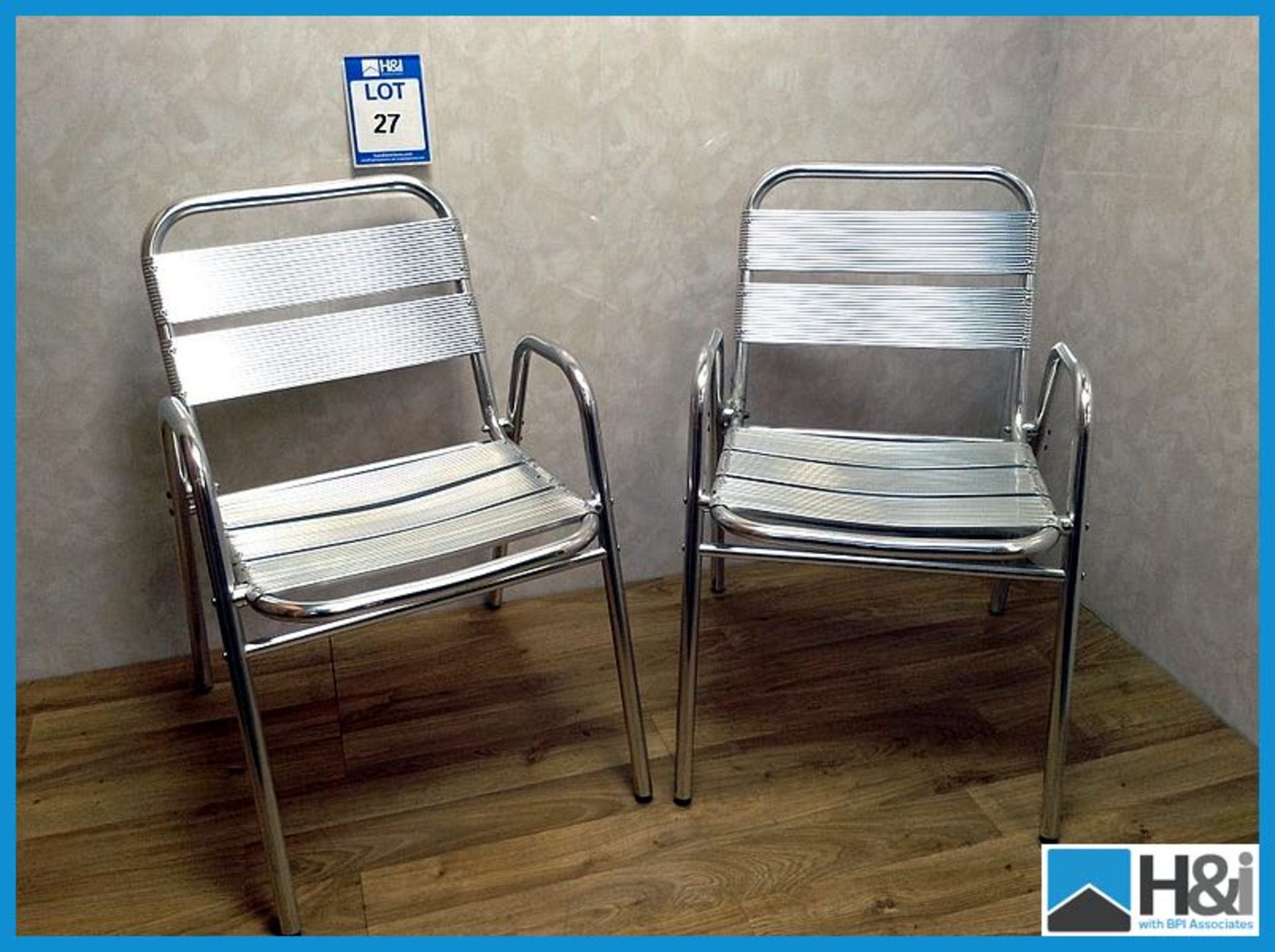 2 x Silver Bistro chairs - L17 Appraisal: Good Serial No: NA Location: Identihire, Unit 1, Church