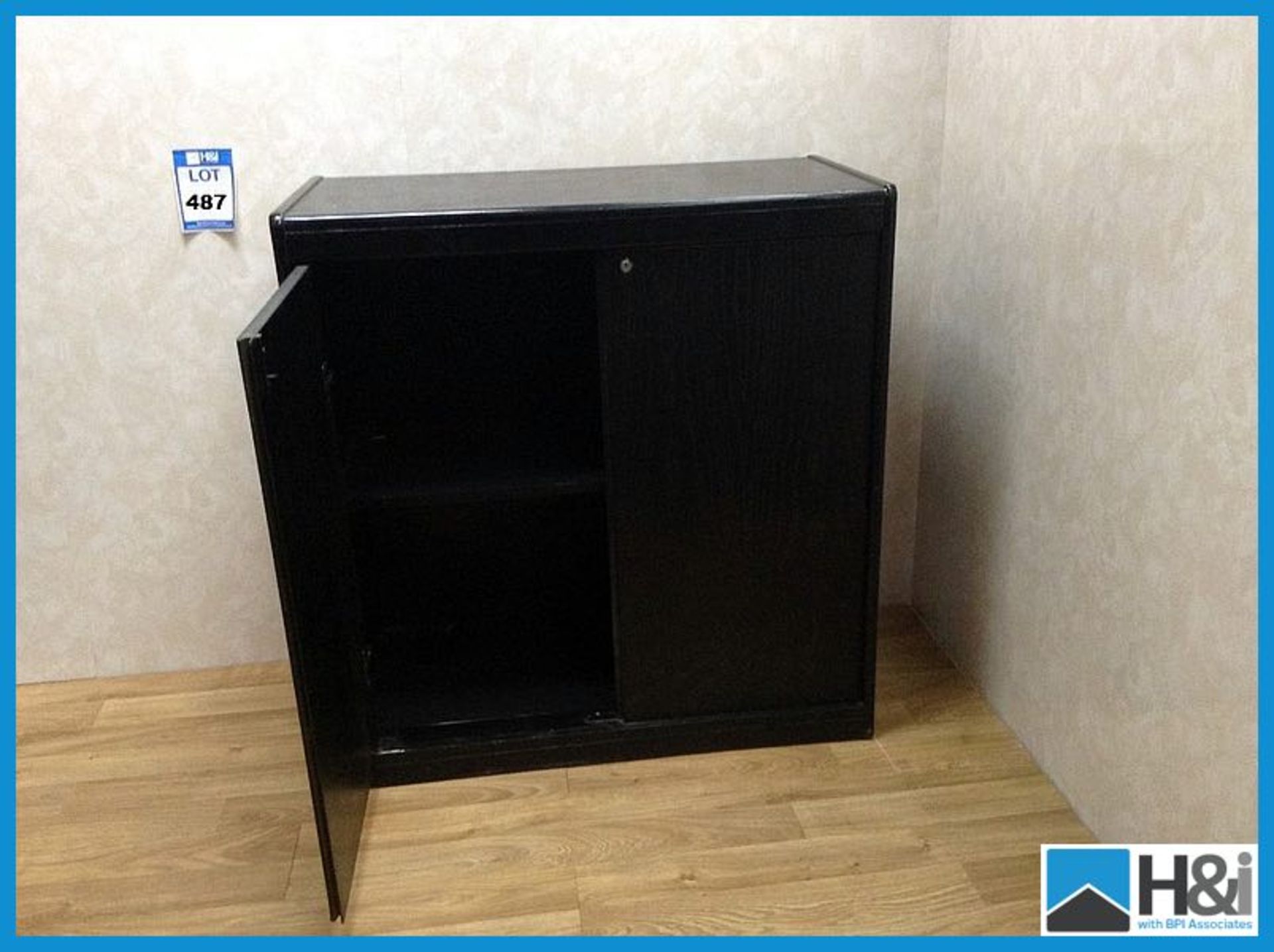 Black office cupboard  D490xL950xH1000 Appraisal: Good Serial No: NA Location: Identihire, Unit 1,