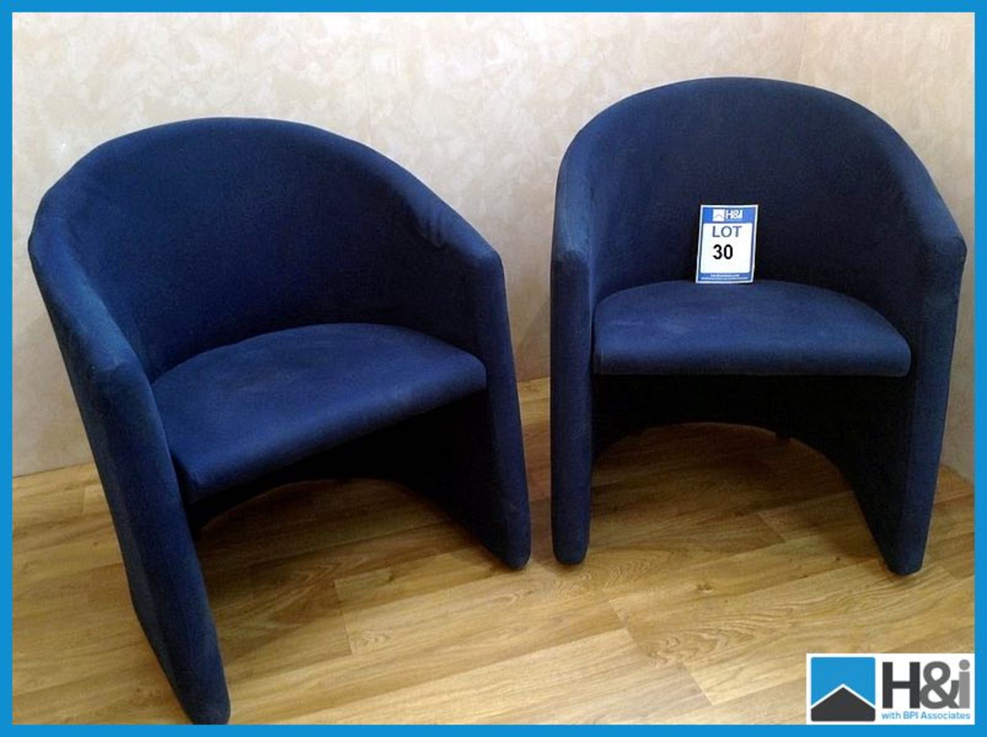 2 x Caen single seater blue office chairs -L15 Appraisal: Good Serial No: NA Location: Identihire,