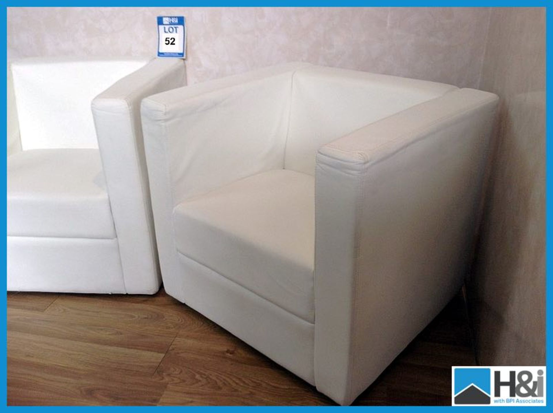 Ultra Modern White leather cube chair pair - L15 Appraisal: Good Serial No: NA Location: Identihire, - Image 2 of 2