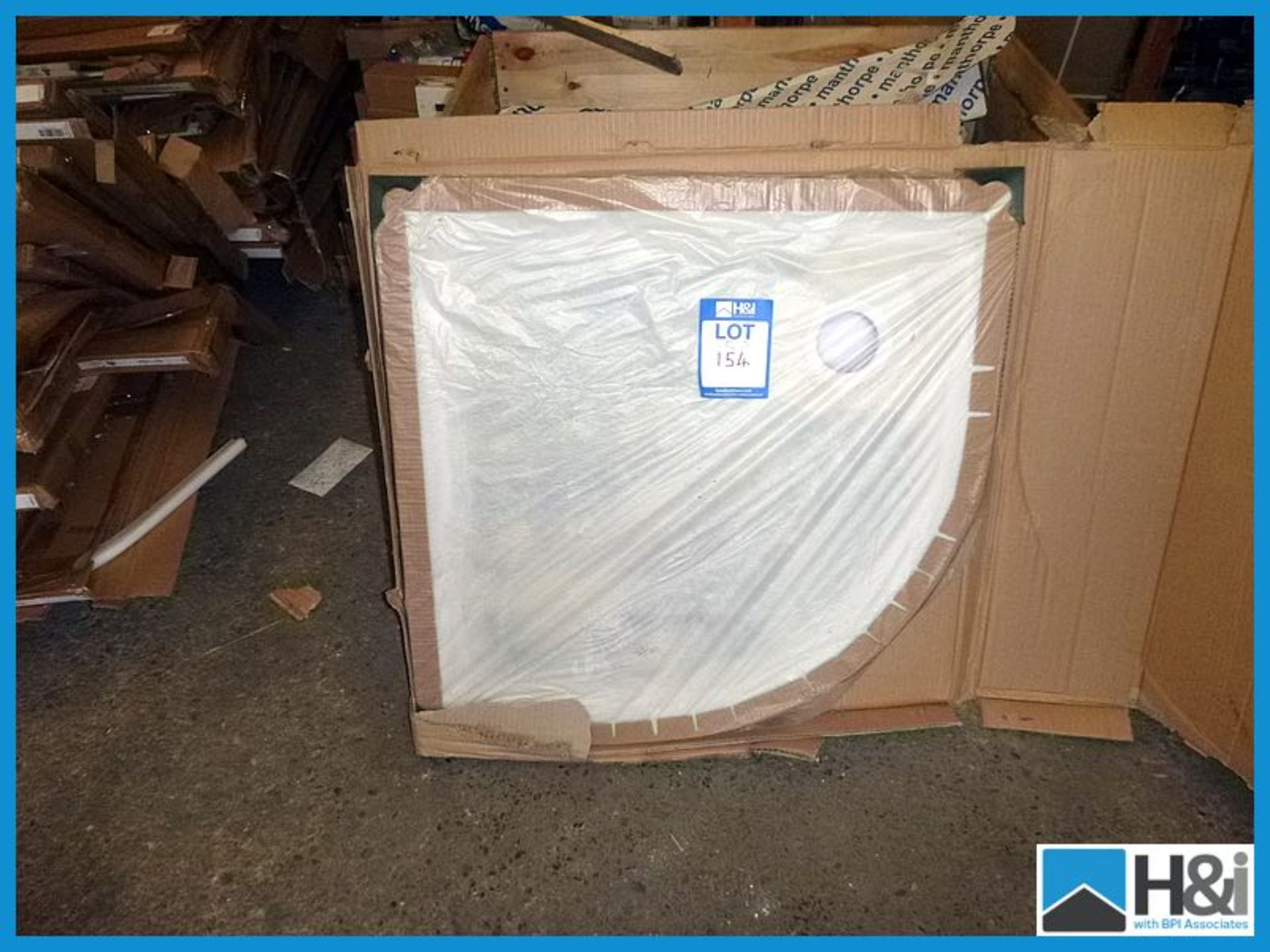 900mm quadrant shower trays, 40mm, unused and boxed Appraisal: Good Serial No: NA Location: H&I