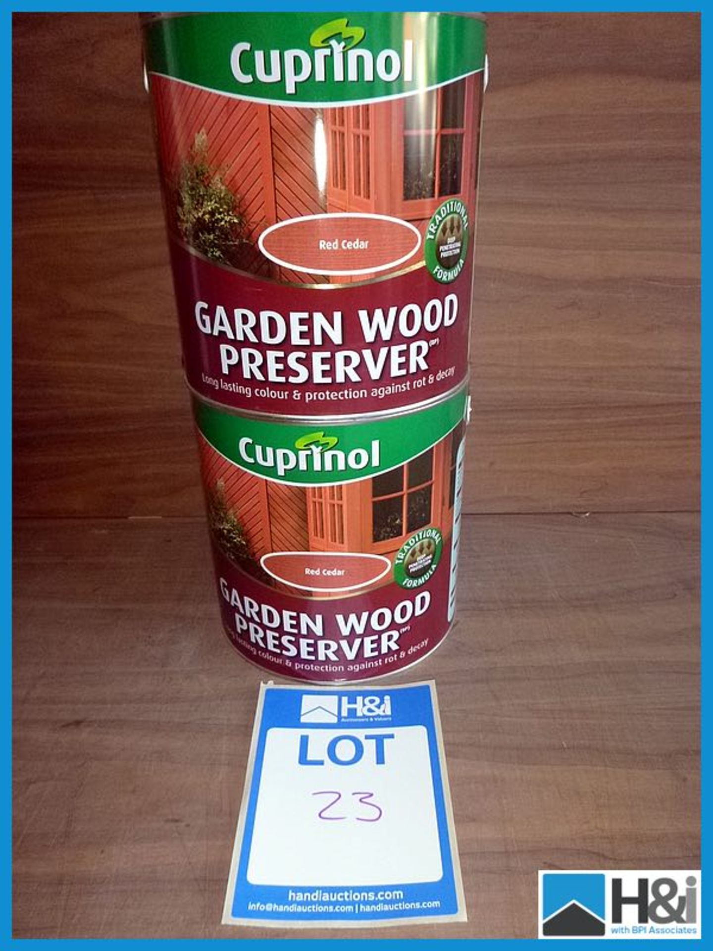 2 off - 4l Cuprinol Red cedar garden wood preserver, unused Appraisal: Good Serial No: NA
