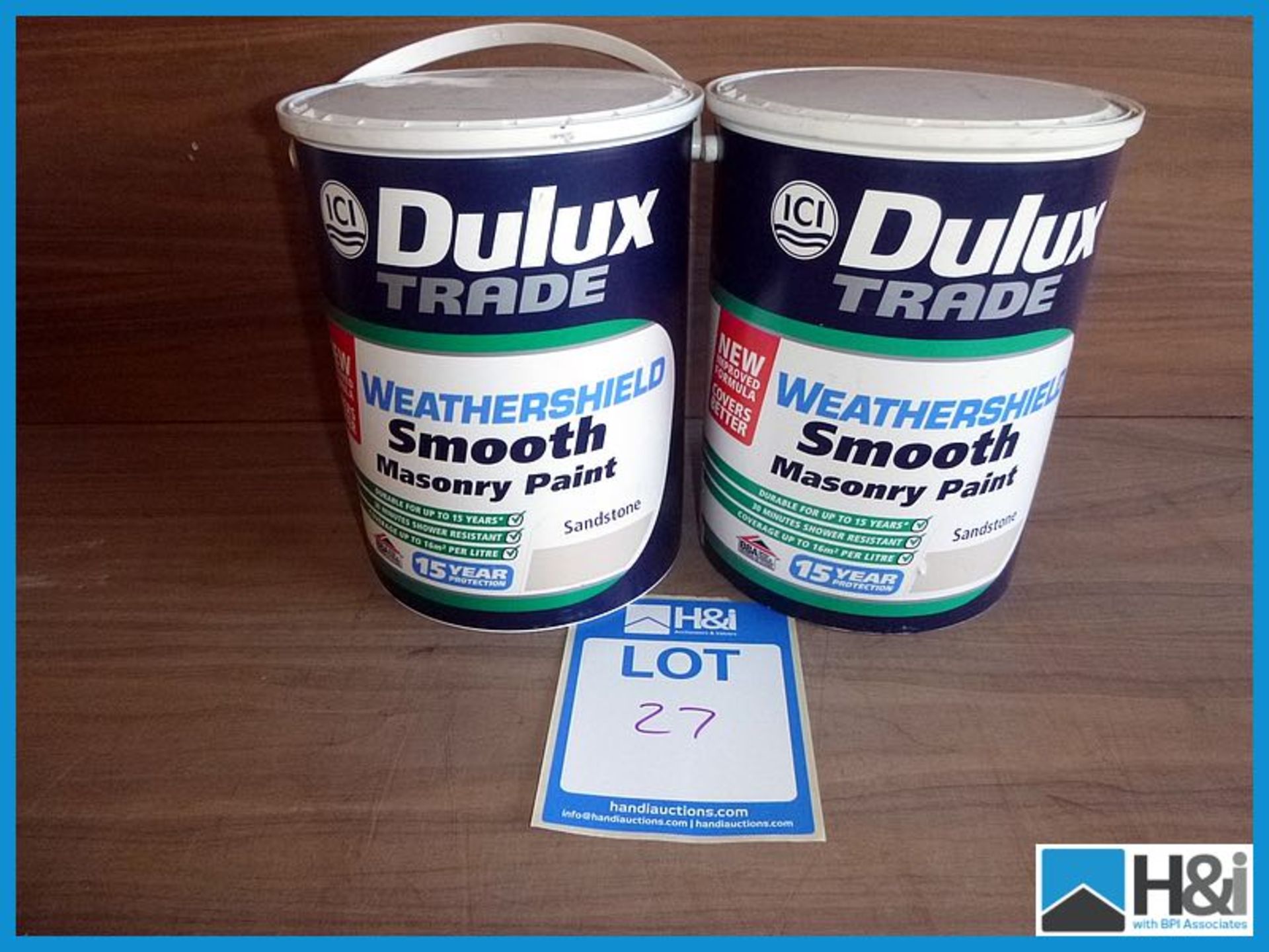 2 off - Dulux Trade Weathershield Smooth Masonry Paint, Sandstone, 5 litres, unused Appraisal: