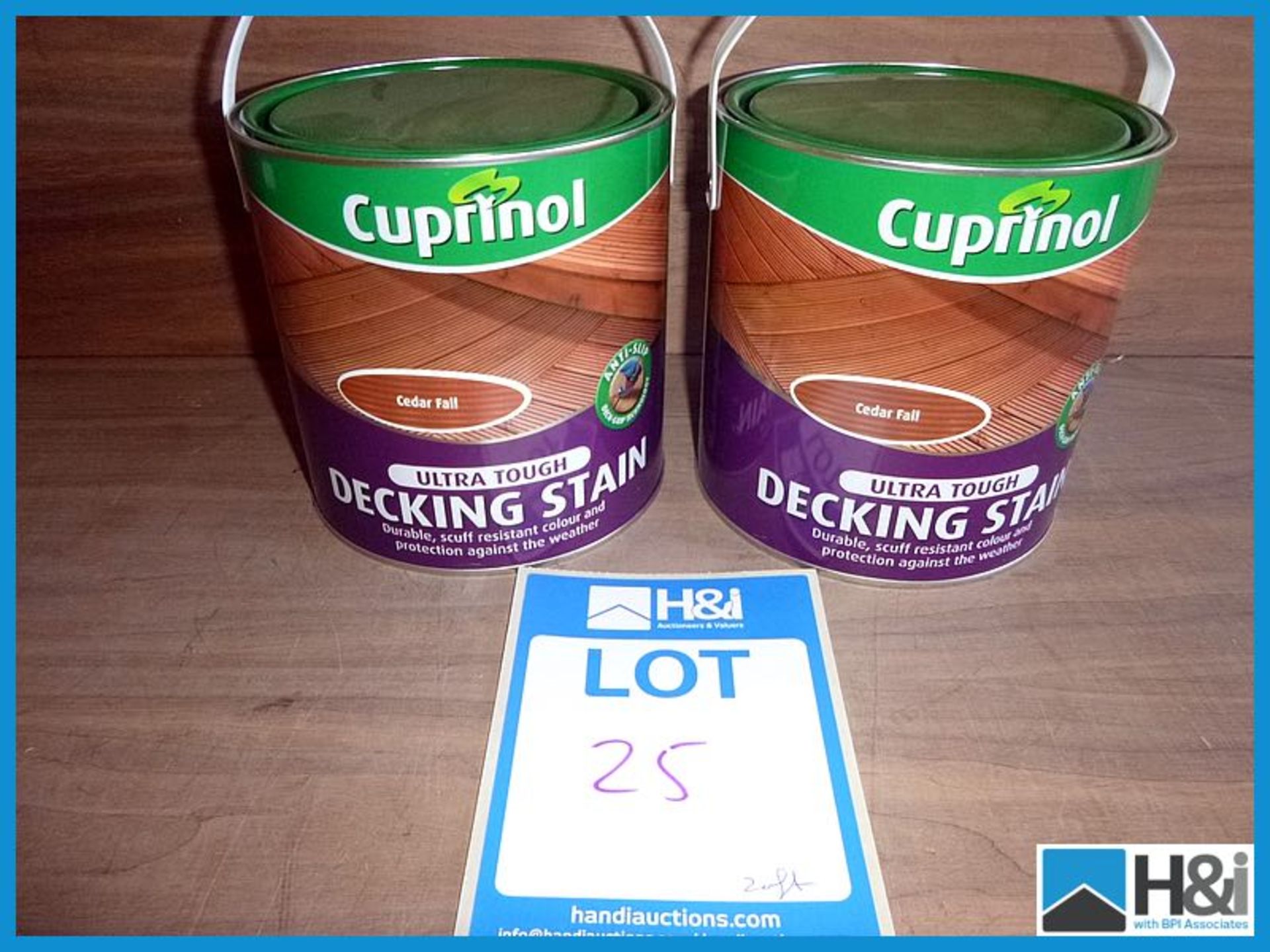 2 off - 2.5l Cedar Fall Cuprinol Deck stain, unused Appraisal: Good Serial No: NA Location: H&I