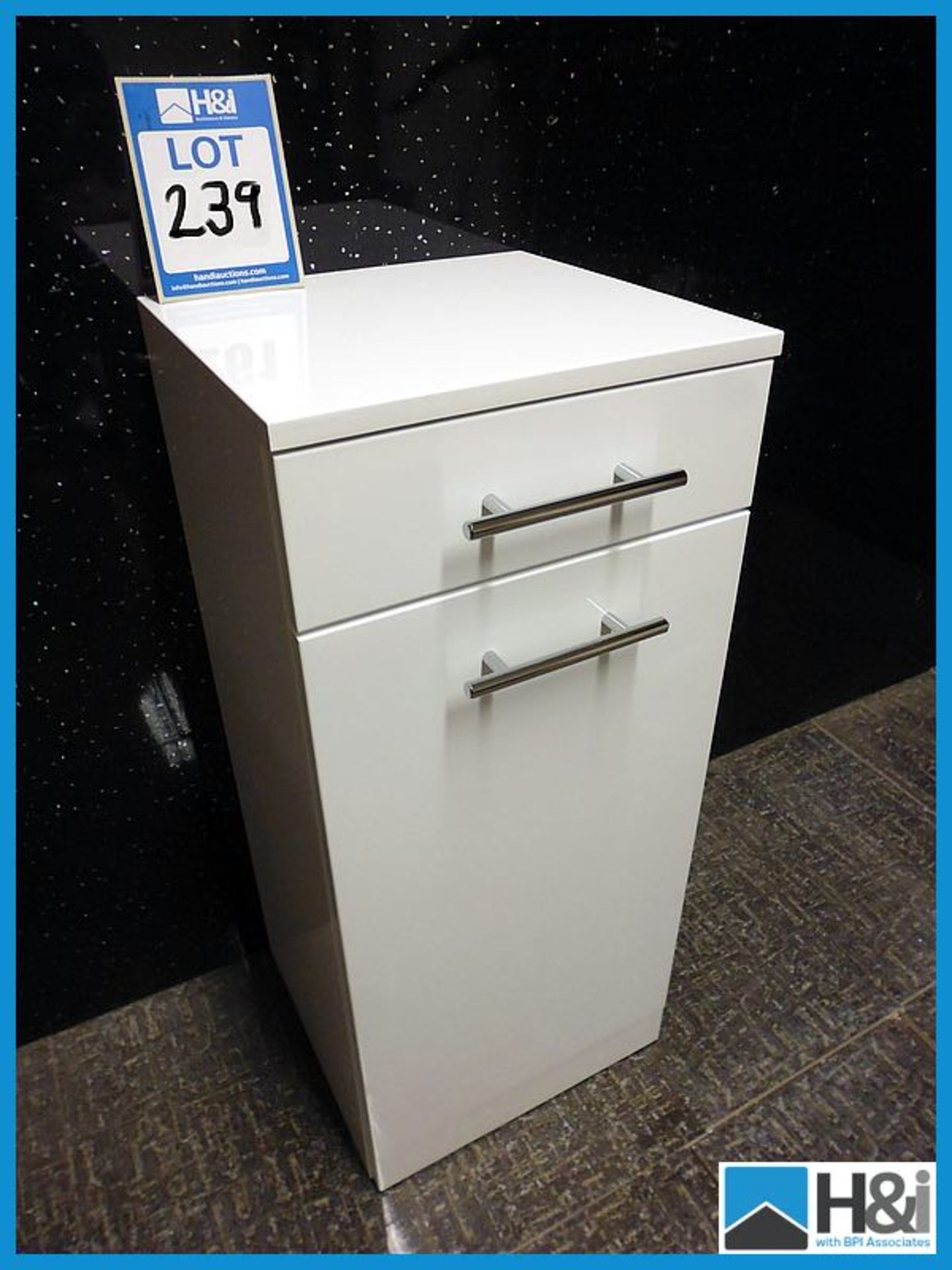 Designer Gloss White (35-296) Laundry Unit with Top Drawer and Soft Closing Door. Approx 300mm x