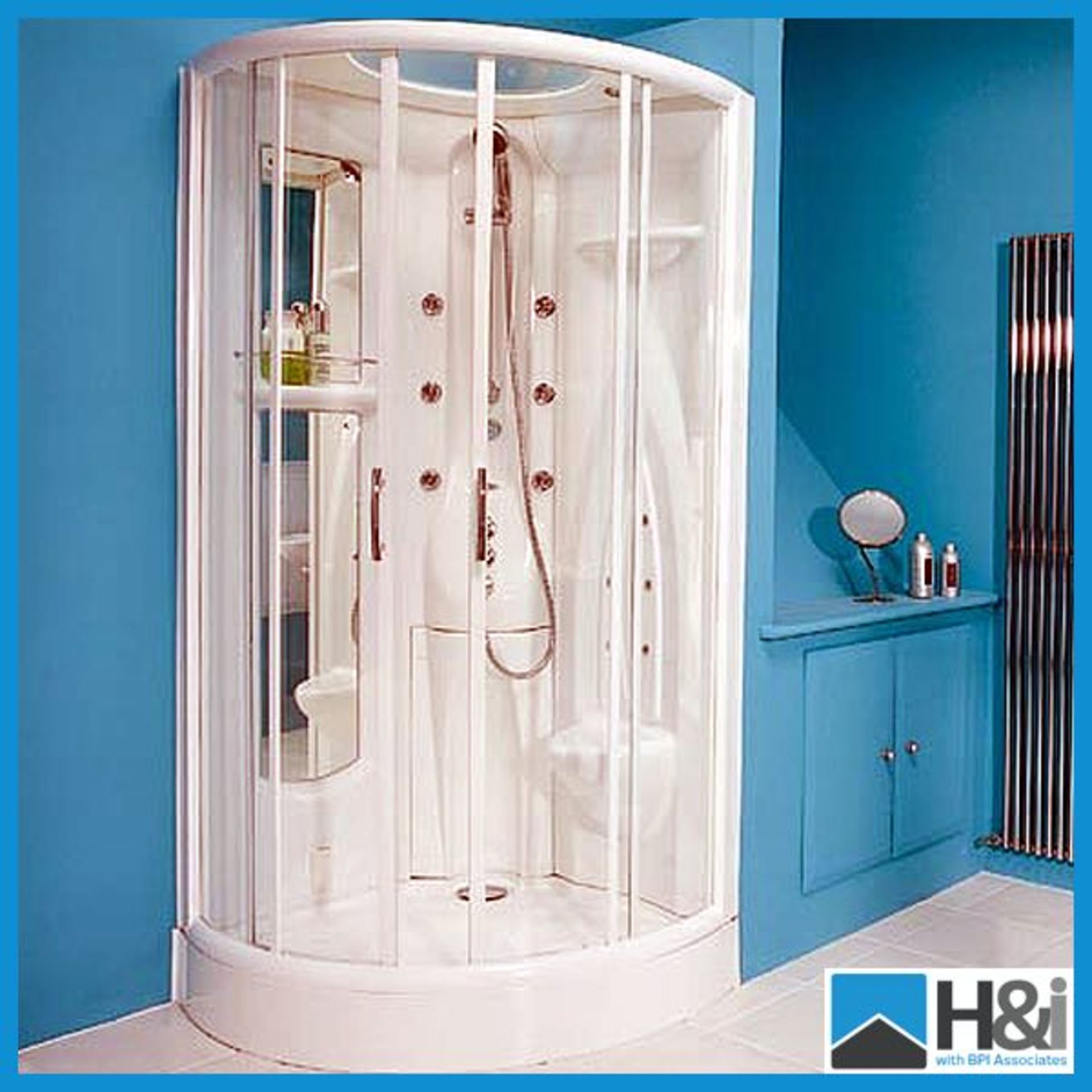 Kinedo 900 Opus Quadrant Thermo Hydro Steam Shower Cubicle with Tray, Thermostatic Shower and 6 Body