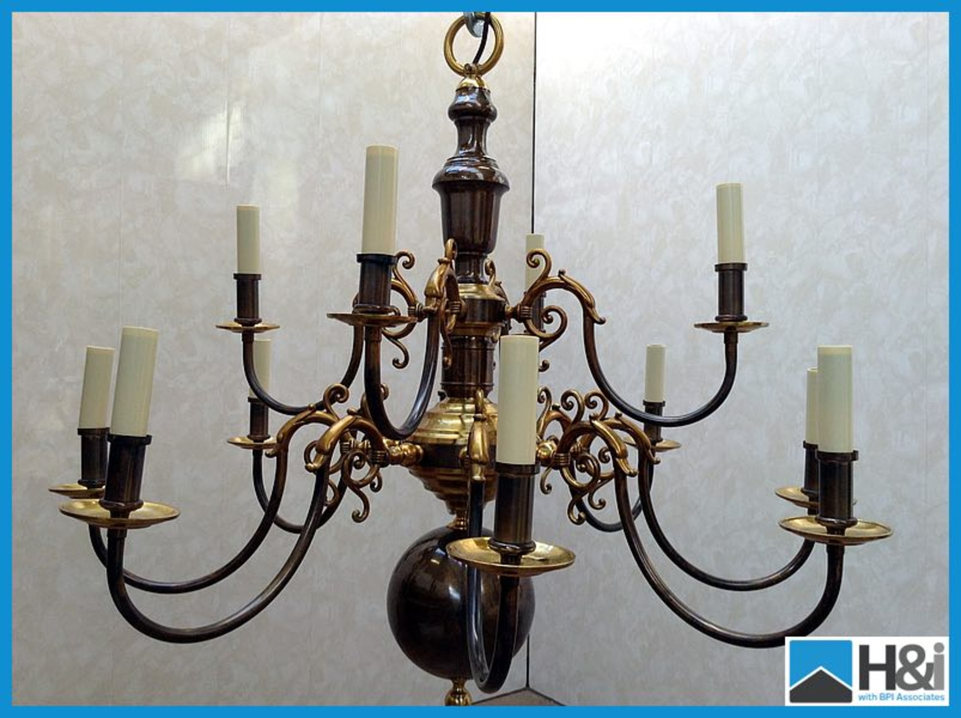 CH108 Bronze and French Gold 12 Light Ceiling Light W900mm H770mm. Bell and Chain extension 1100mm - Image 2 of 6