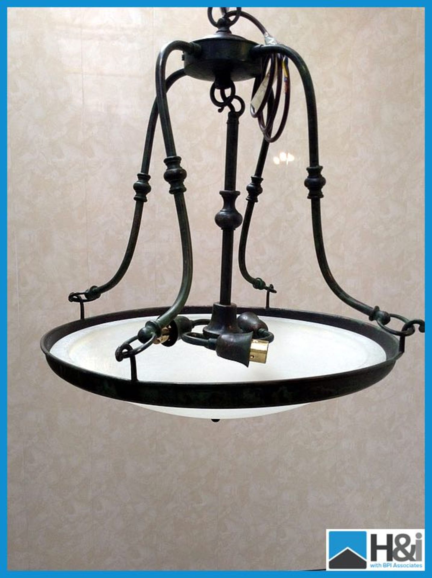 VF113 3 light ceiling mount with glass chain length 1000mm W420mm H470mm Normally 820GBP