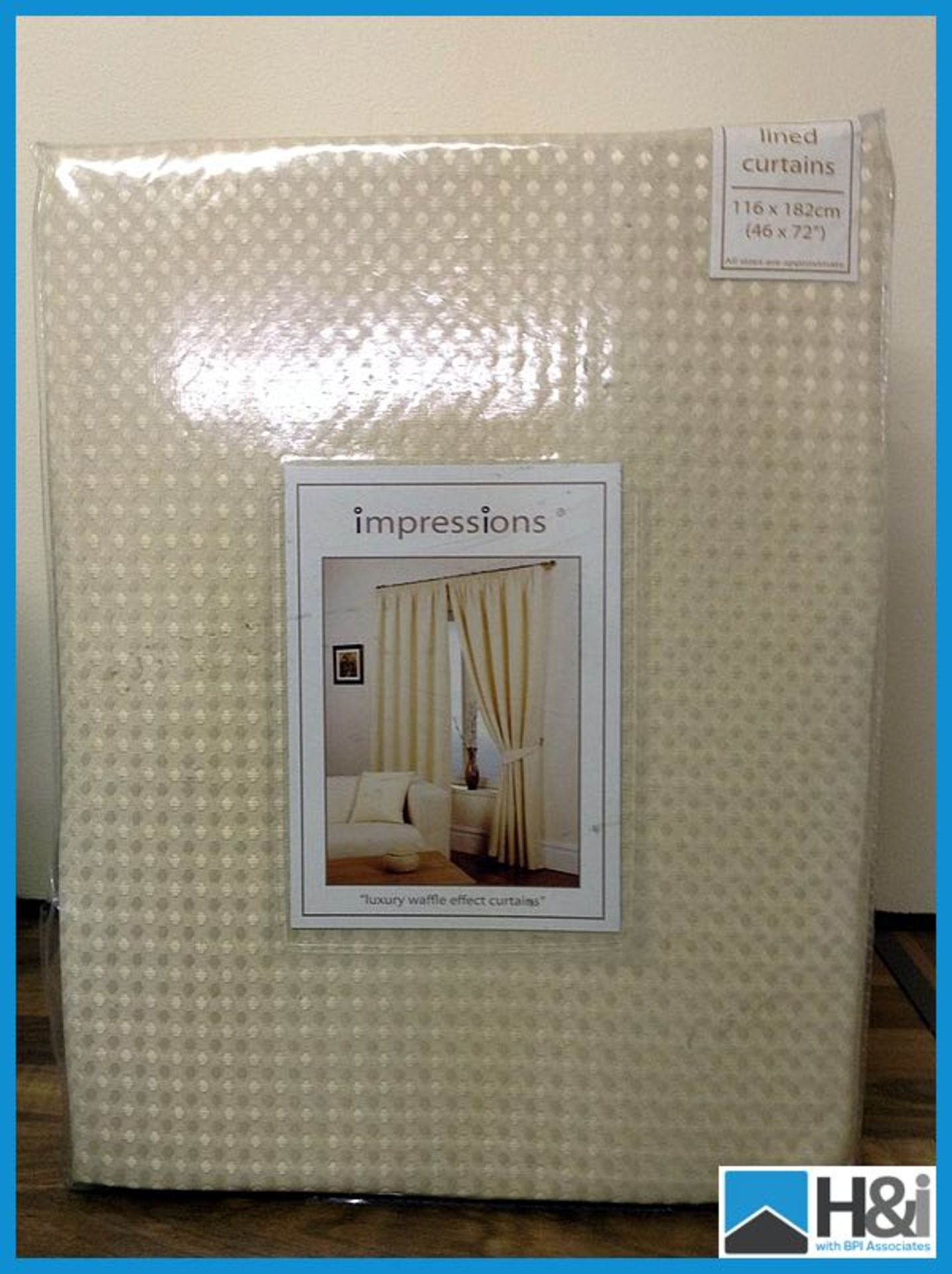 Impressions Cream Lined Curtains 46x90 x 3 pairs Appraisal: Good Serial No: NA Location: