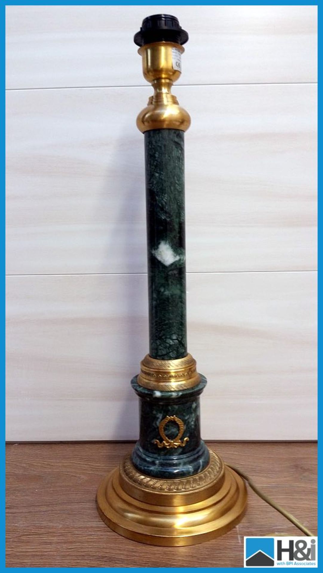 TL302 Carlton Table Lamp Green  with Italian Verdi Marble with 170mm Gold Base H540mm Not including