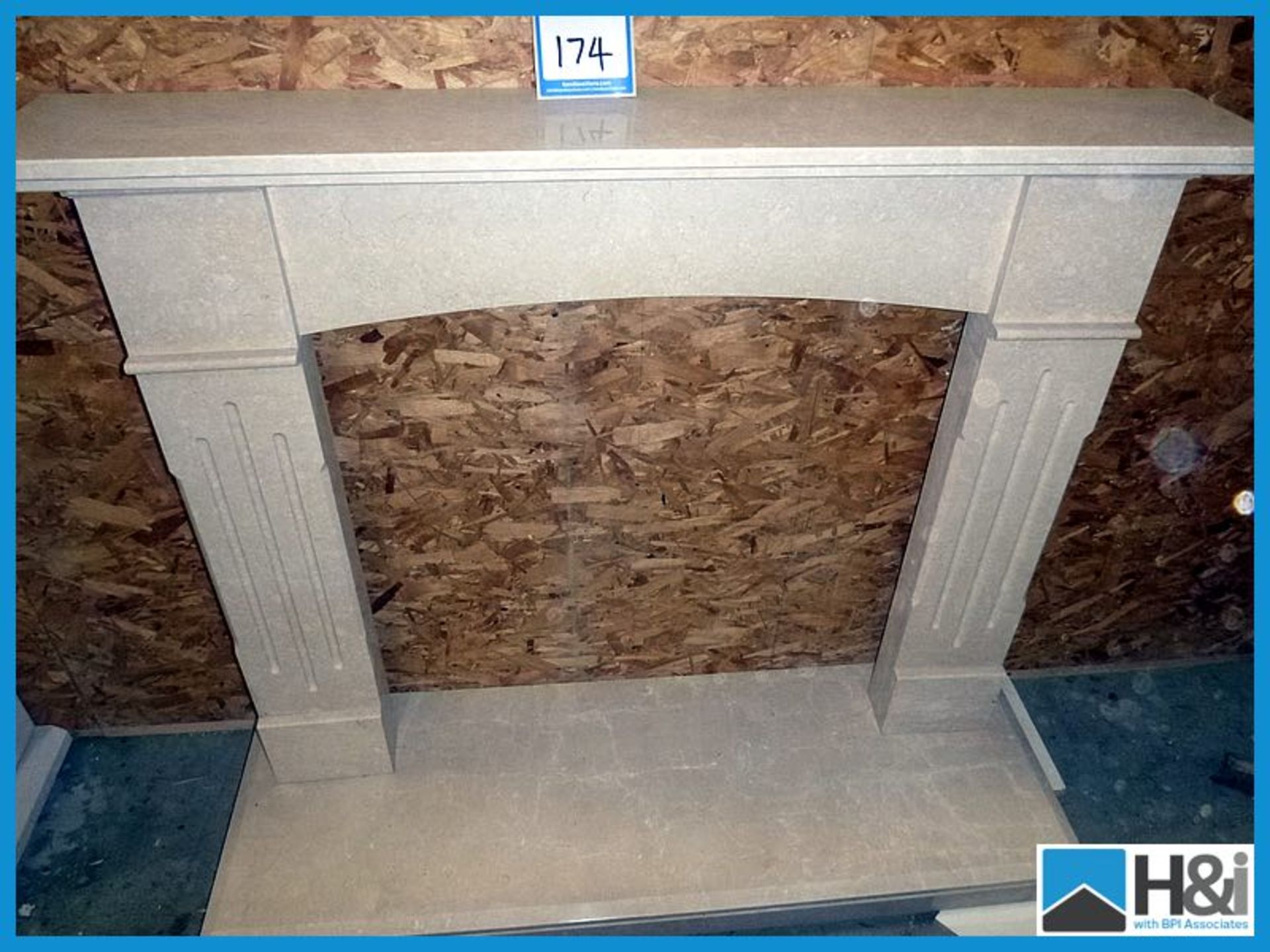 Unused Marble fireplace surround with hearth stone, outer dimensions 1230 mm wide x 1060 mm high,