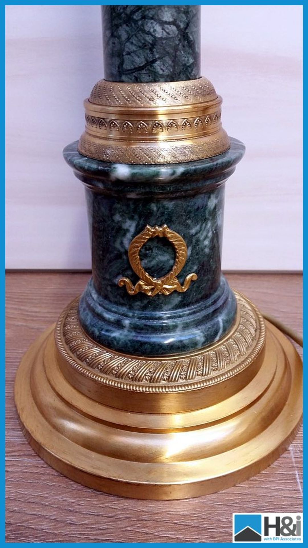 TL302 Carlton Table Lamp Green  with Italian Verdi Marble with 170mm Gold Base H540mm Not including - Image 2 of 4