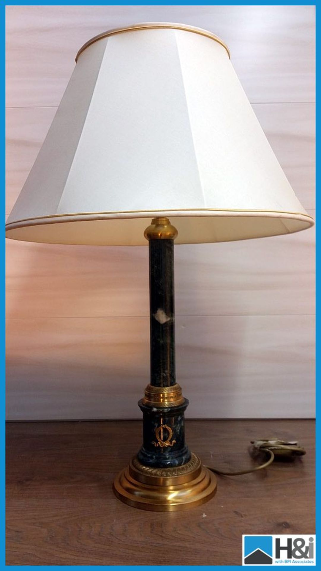 TL302 Carlton Table Lamp Green  with Italian Verdi Marble with 170mm Gold Base H540mm Not including - Image 4 of 4