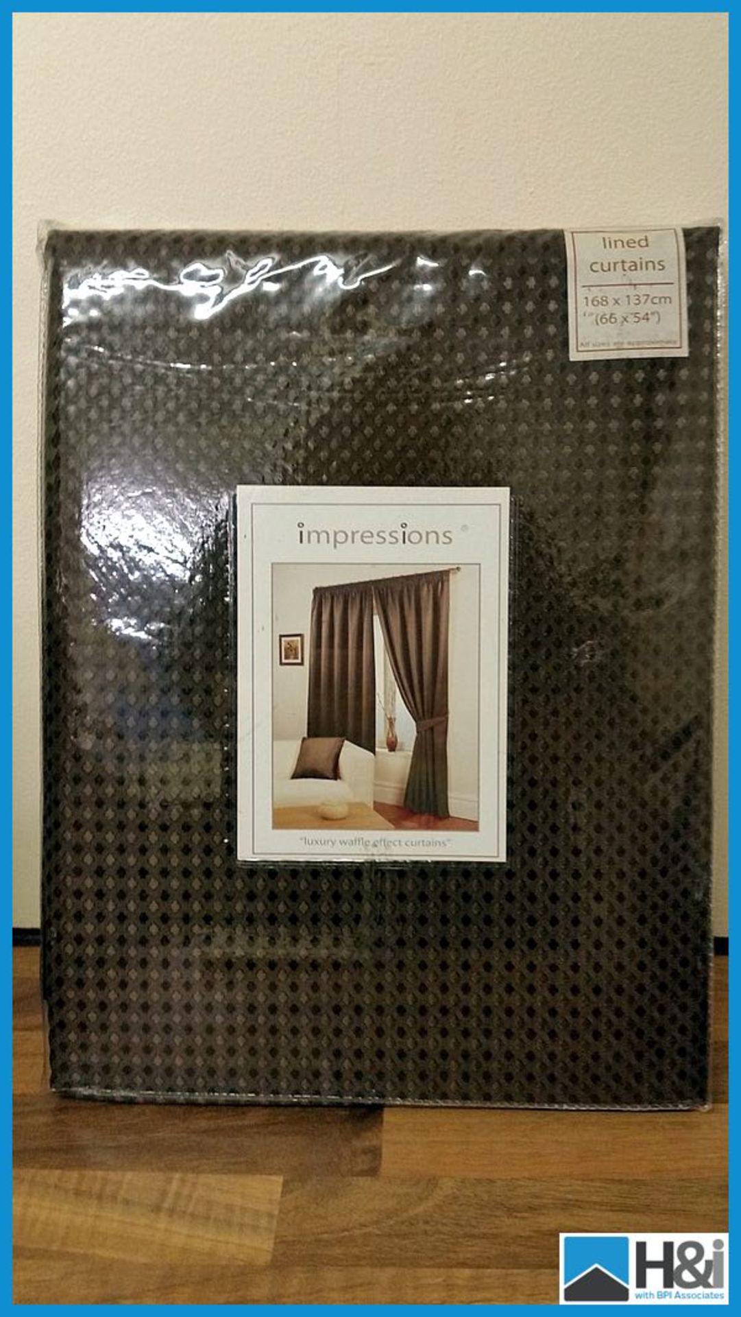 Impressions Brown Lined Curtains 66x90 x 1 pair 46x54 x 2 pairs Appraisal: Good Serial No: NA