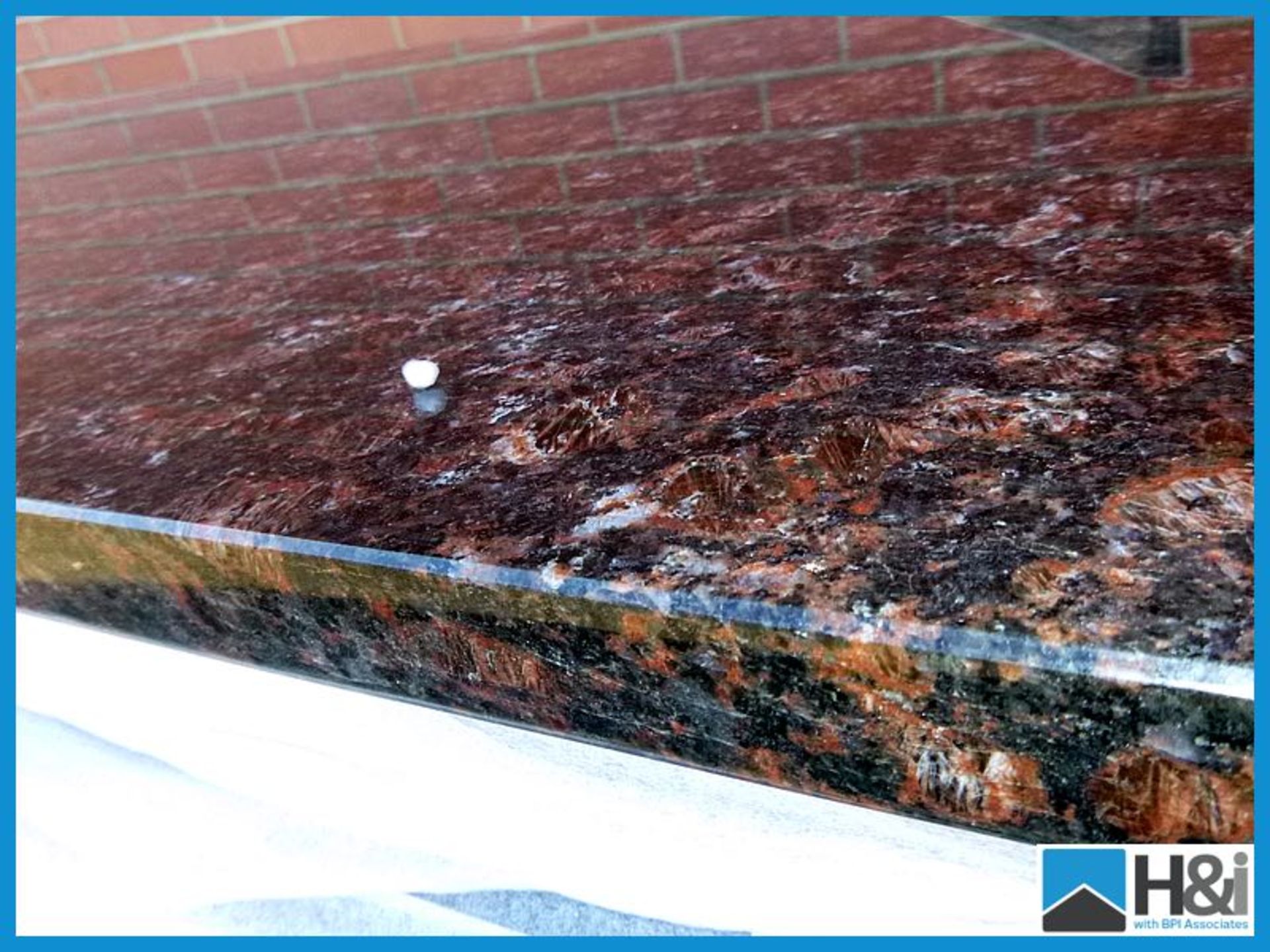 1 x Solid Granite polished worktop with one polished edge in 'Solar Brown' fleck finish 2700mm x - Image 3 of 4