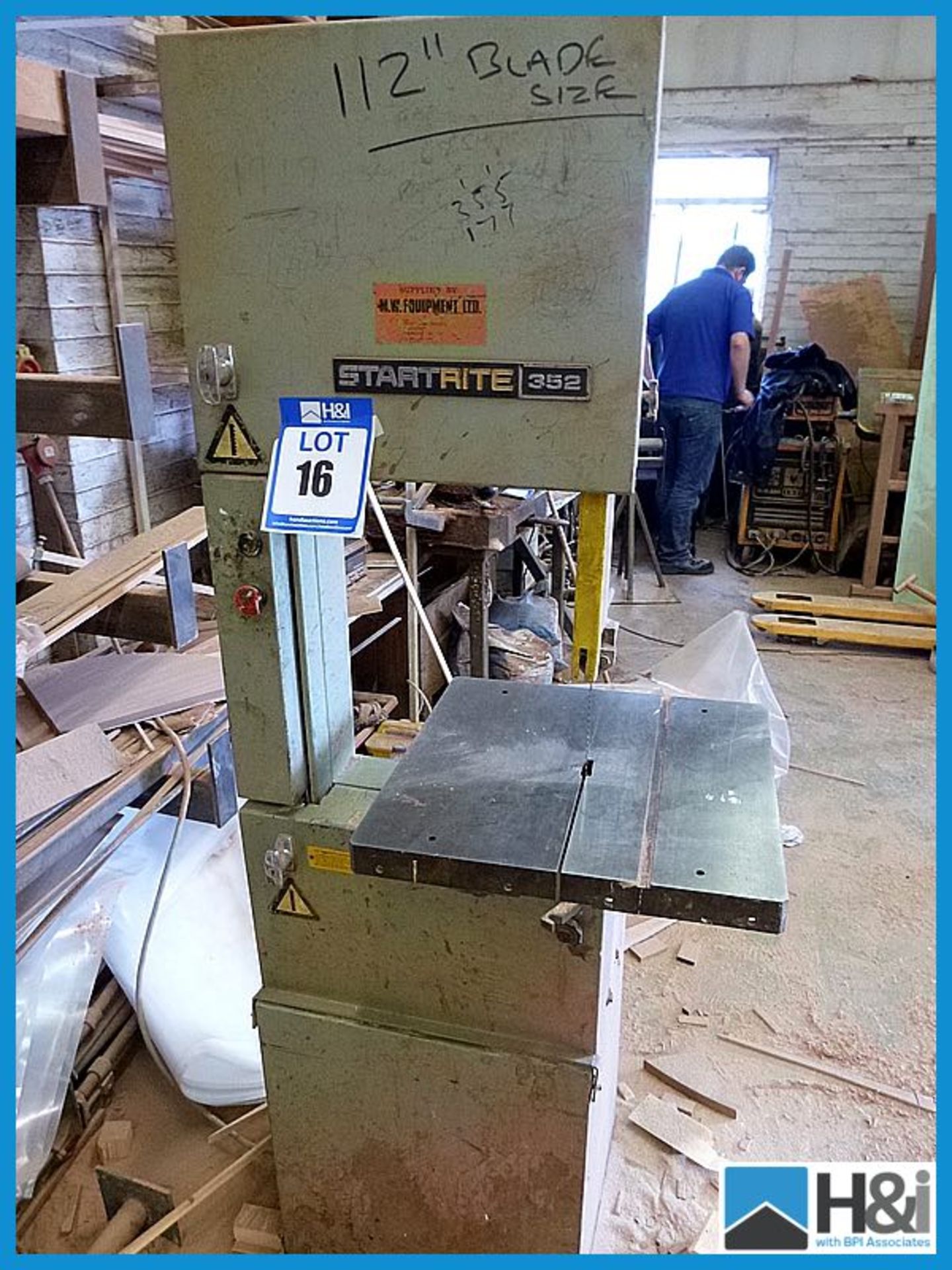 Startrite 352 bandsaw. 3 phase. - Image 2 of 6