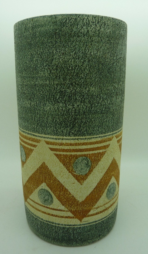 A Troika cylinder vase by Avril Bennett, height 18.5cm